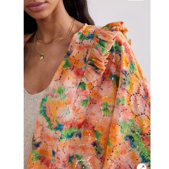 NWT Anthropologie Cropped Floral Lace Shrug Size OS Multicolor One Size - Picture 2 of 15